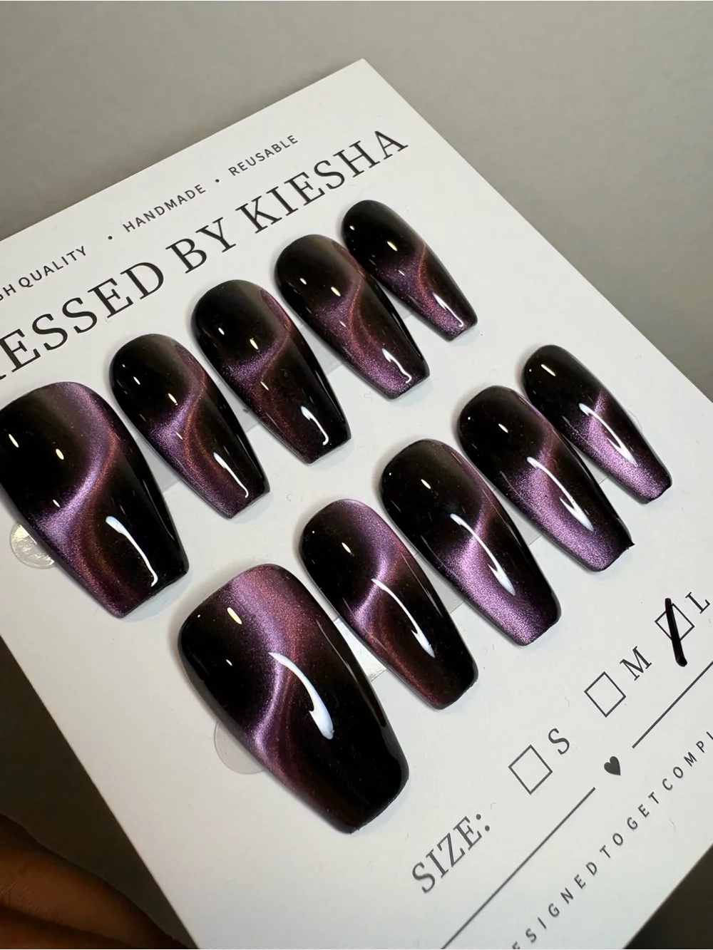 Iridescent Purple Cat Eye Press-On Nails